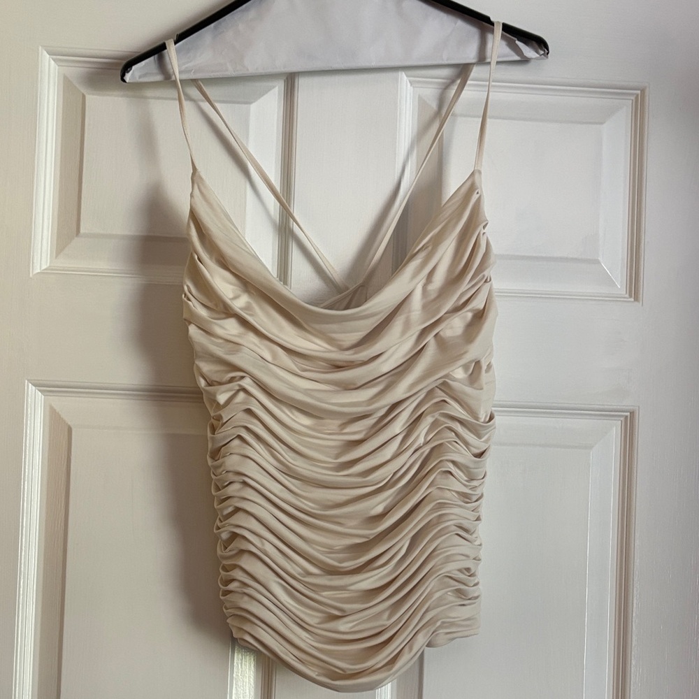 Express Cream Ruched Camisole Top